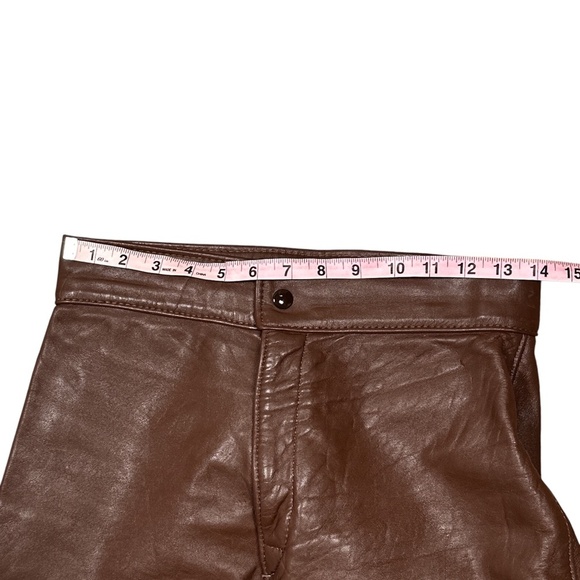 Vintage Bates of California Brown Leather Satin Lined Straight Pants Womens 28 - Picture 15 of 15